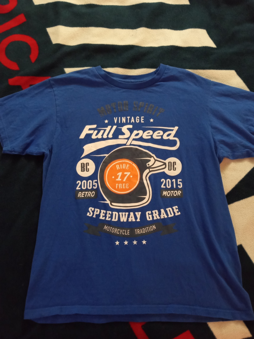 Full Speed Vintage Speedway Grade Mens Graphic Tee - Blue